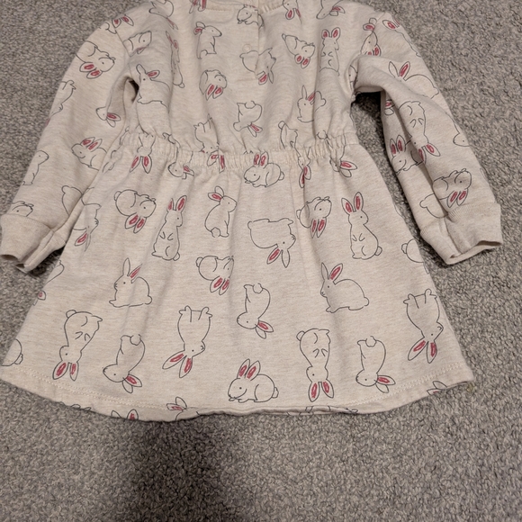 3 For $12 Koala Kids Cream Bunny Print Dress - Picture 4 of 4